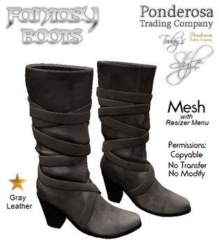 Second Life Marketplace - TS Fantasy Boots Gray Leather